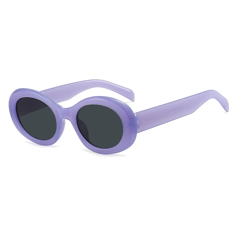 Dame moteriktig solbrille i original oval design med transparent ramme og UV-beskyttelse Luvikno