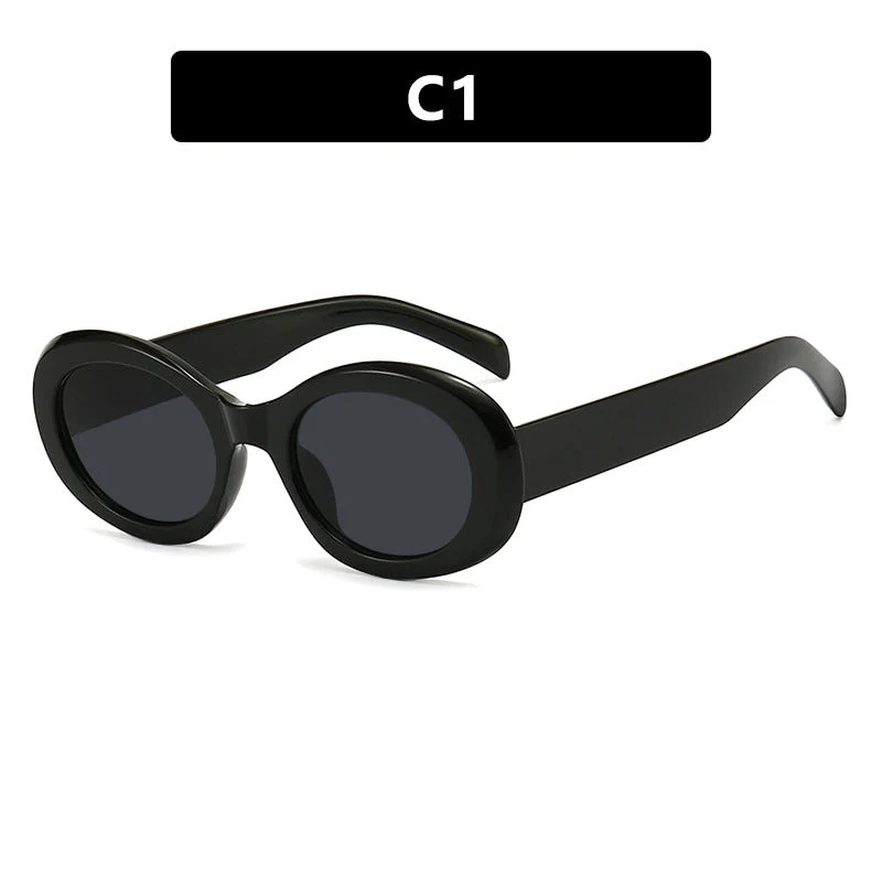 Dame moteriktig solbrille i original oval design med transparent ramme og UV-beskyttelse Luvikno