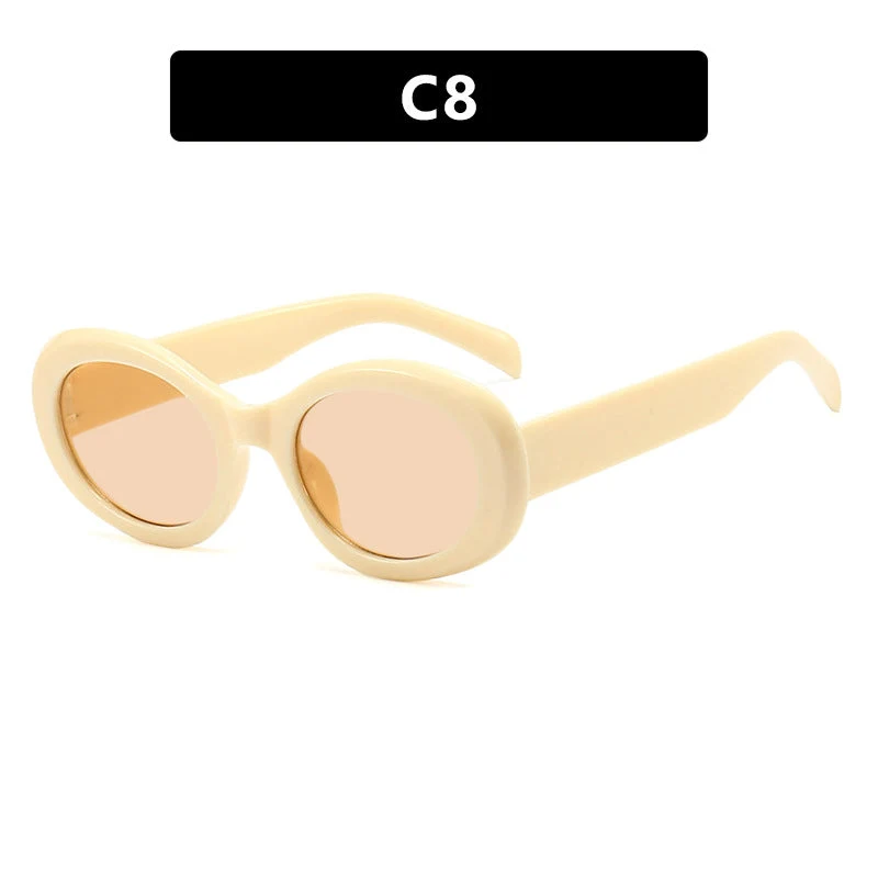 Dame moteriktig solbrille i original oval design med transparent ramme og UV-beskyttelse Luvikno