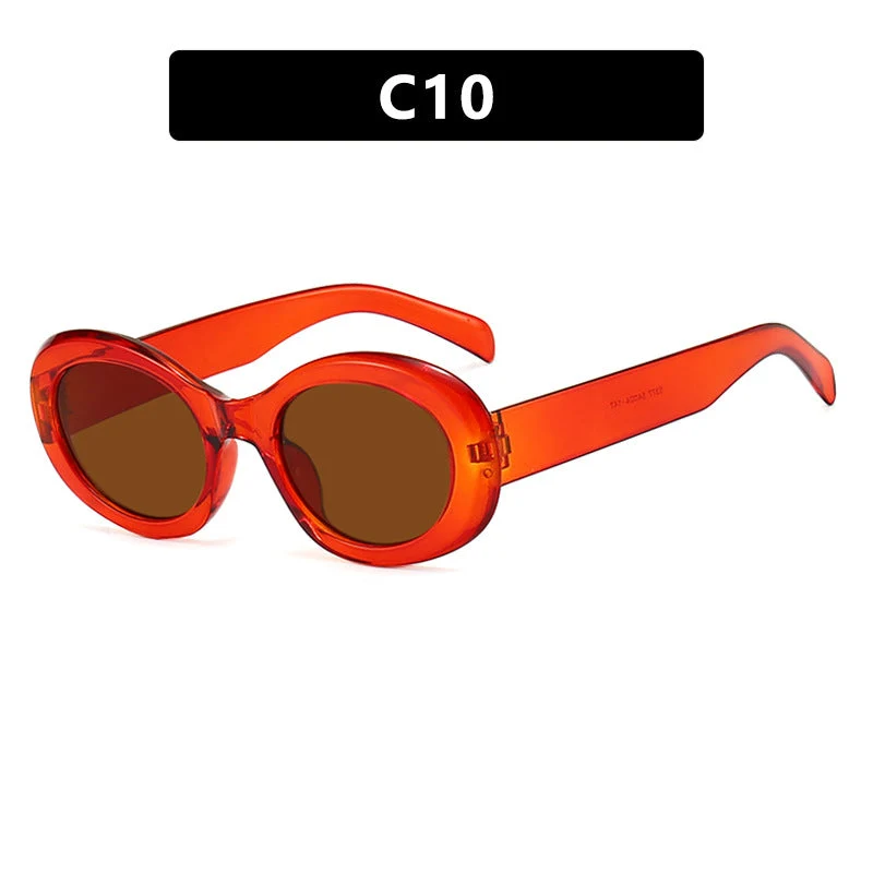 Dame moteriktig solbrille i original oval design med transparent ramme og UV-beskyttelse Luvikno