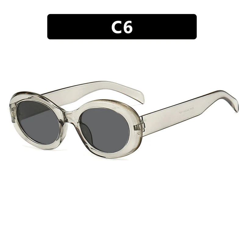 Dame moteriktig solbrille i original oval design med transparent ramme og UV-beskyttelse Luvikno