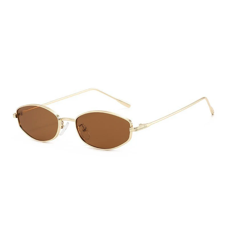 Dame moteriktig solbrille i minimalistisk ovalt design Luvikno