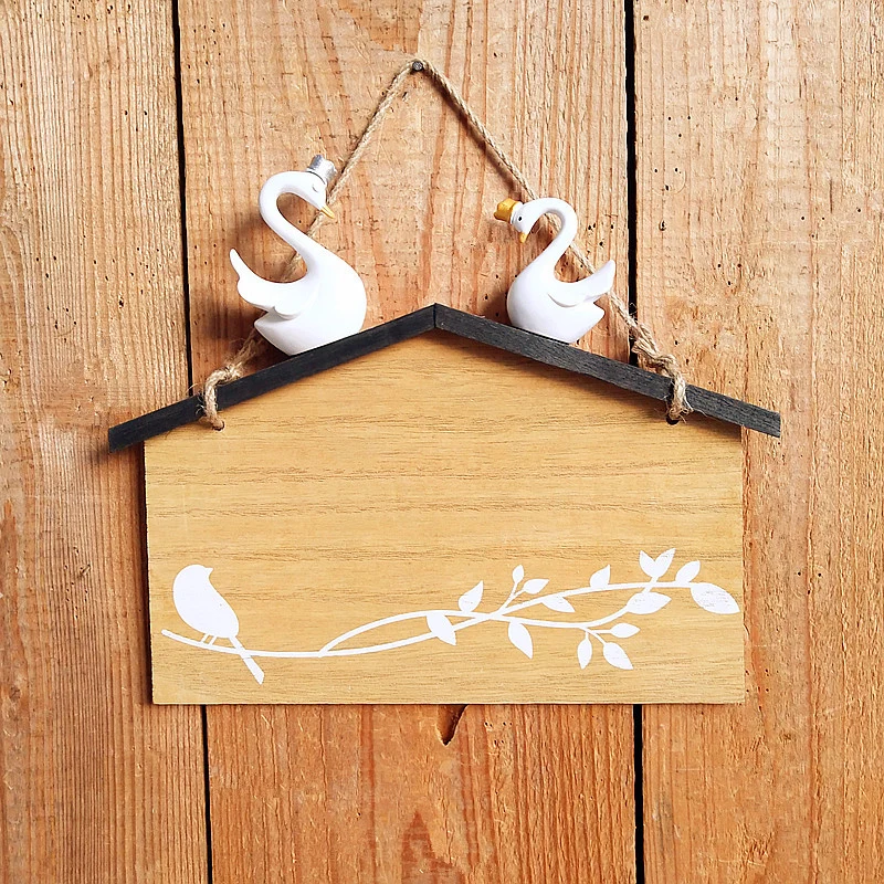 Decorative Wooden Wall Decoration with Bird and Swan Accents