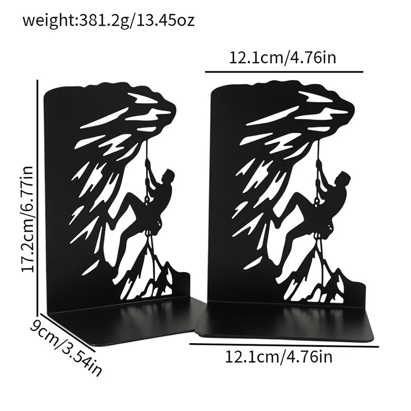 Climbing-Themed Metal Bookend Sculpture