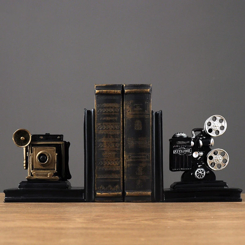 Vintage Camera and Film Projector Bookends