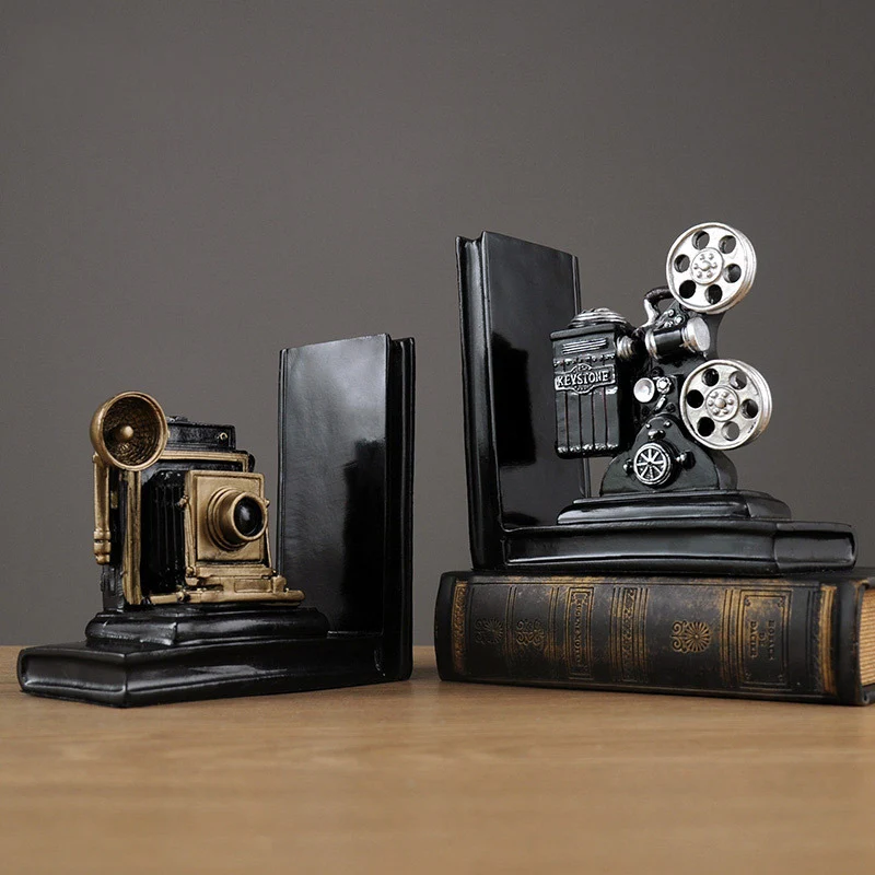 Vintage Camera and Film Projector Bookends
