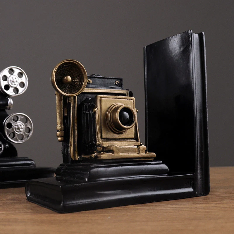 Vintage Camera and Film Projector Bookends