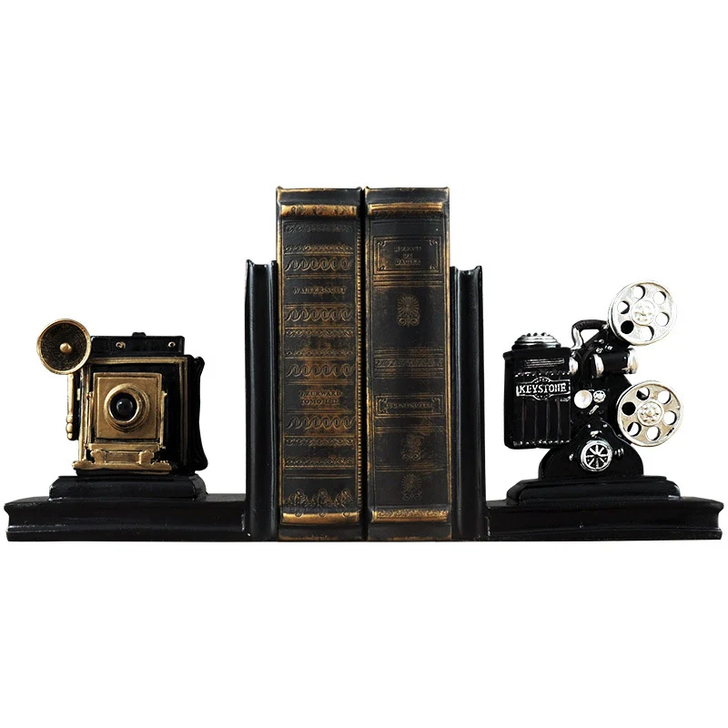 Vintage Camera and Film Projector Bookends