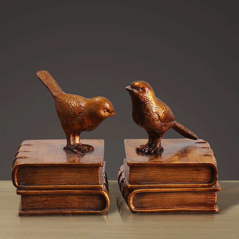 Decorative Bookends with Bird Figurines