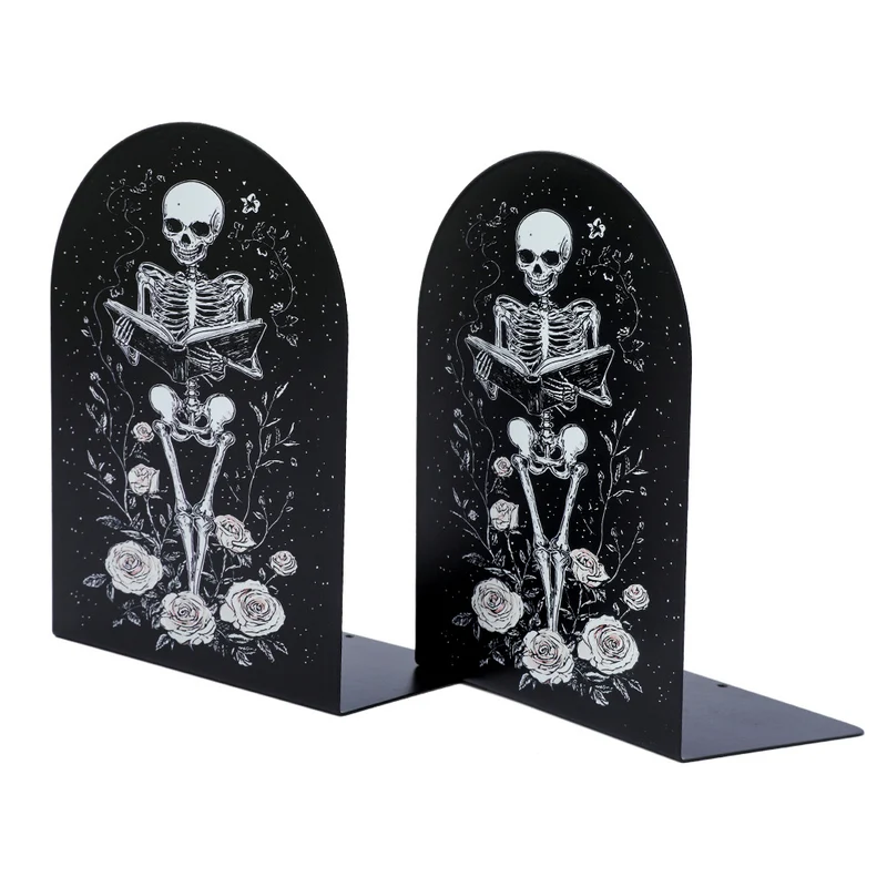 Artistic Skull-Themed Bookends