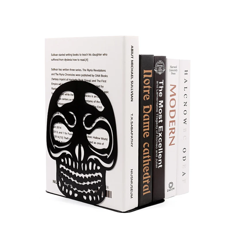 Artistic Skull-Themed Bookends
