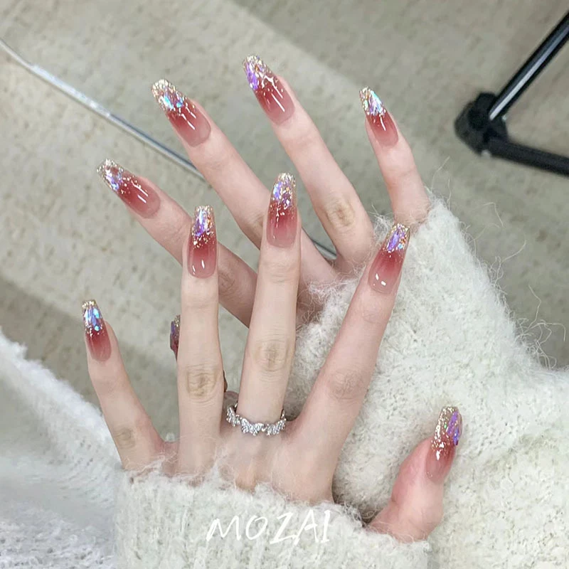 Decorative Acrylic Press-On Nail Set with Glitter and Ombré Finish Stornfield