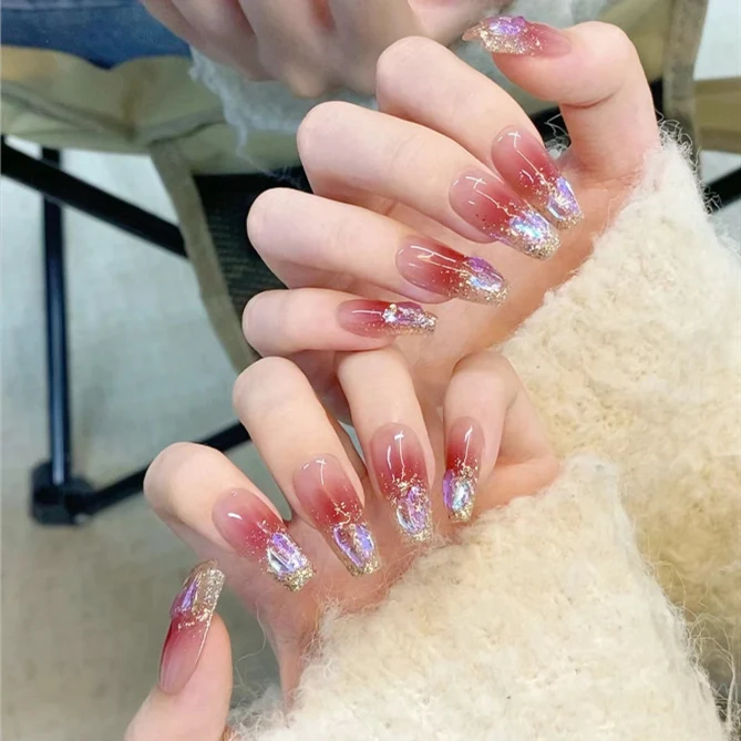 Decorative Acrylic Press-On Nail Set with Glitter and Ombré Finish Stornfield