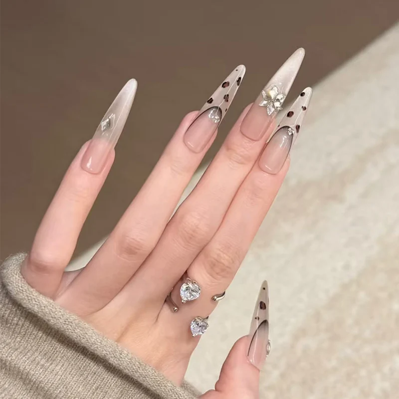 Artistic Stiletto Press-On Nails with Gemstone and Decorative Accents Stornfield
