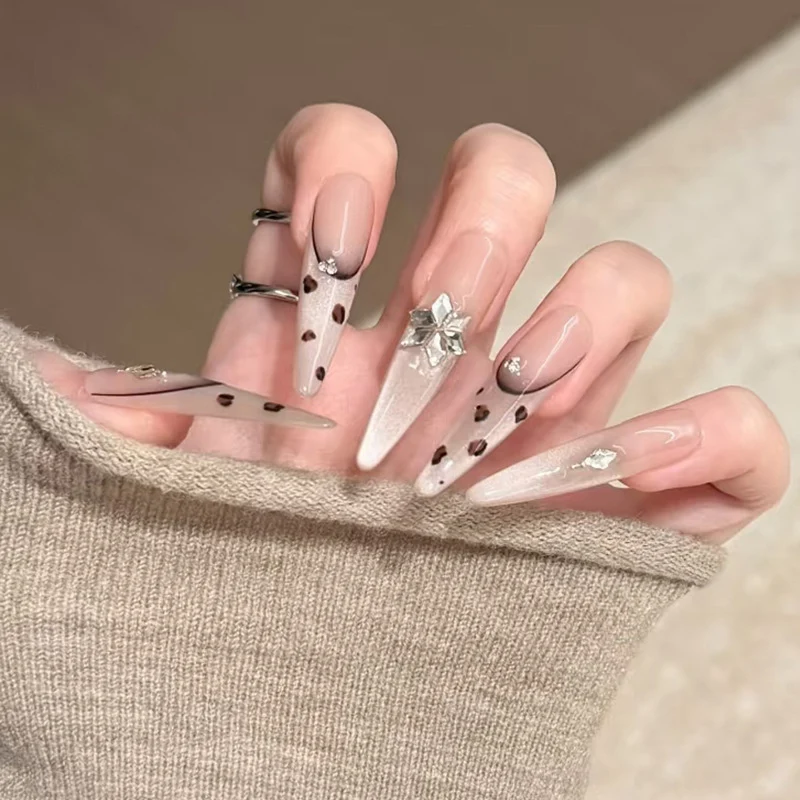 Artistic Stiletto Press-On Nails with Gemstone and Decorative Accents Stornfield