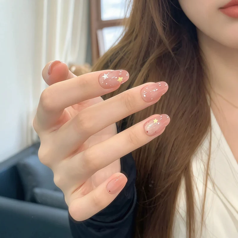 Artistic Press-On Nails with Star and Dot Design Stornfield