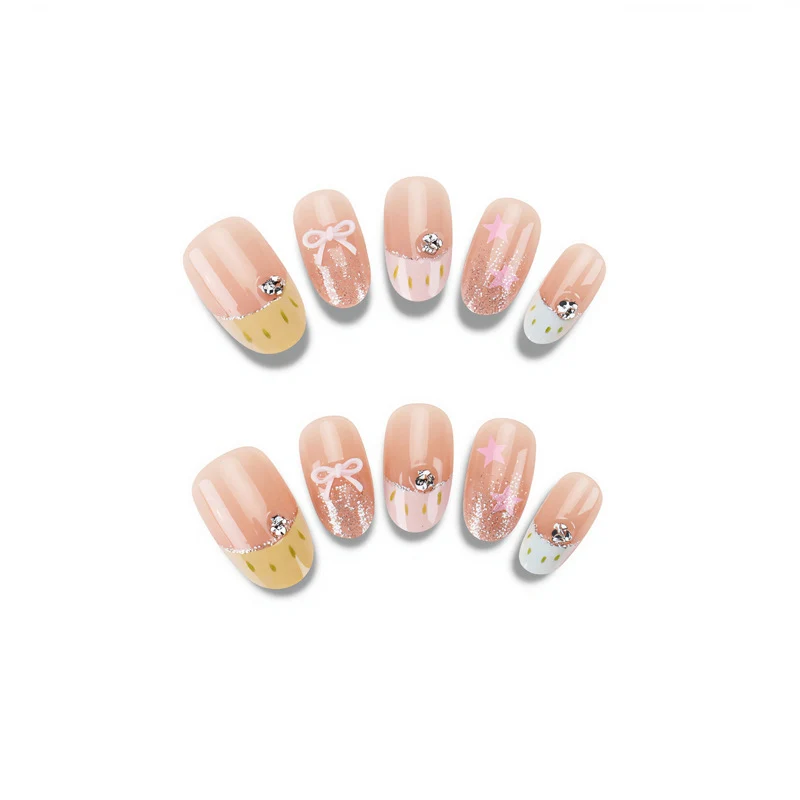 Artistic Press-On Nails Set with Decorative Accents Stornfield