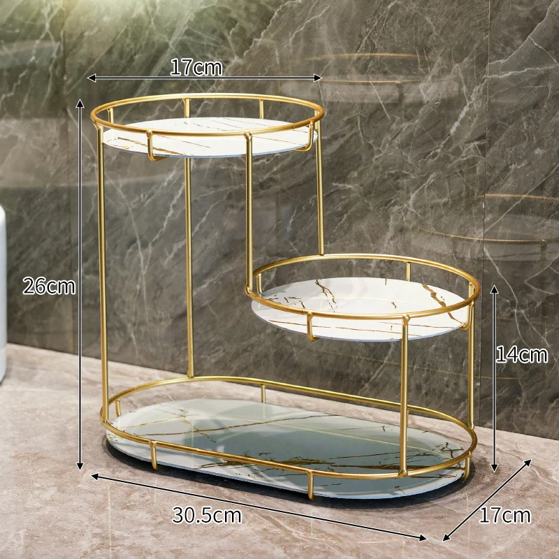 Elegant 2-tier storage basket made of marble Stornfield