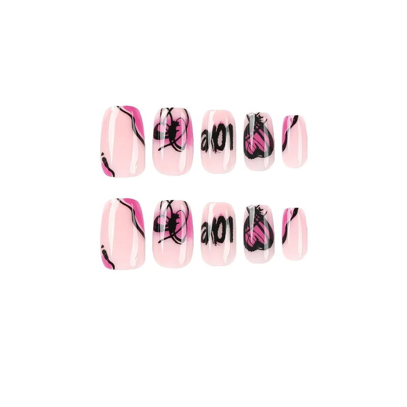 Creative Nail Art with Heart and Butterfly Design Stornfield