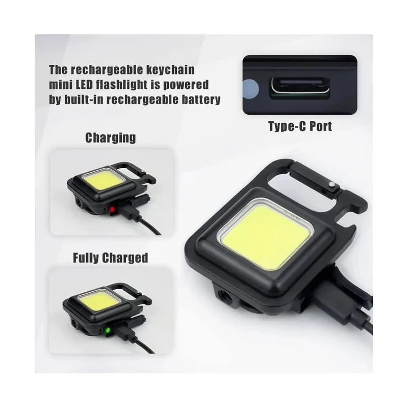 Nøkkelring COB-LED lommelykt - oppladbar - 3 lysmoduser | Luvikno