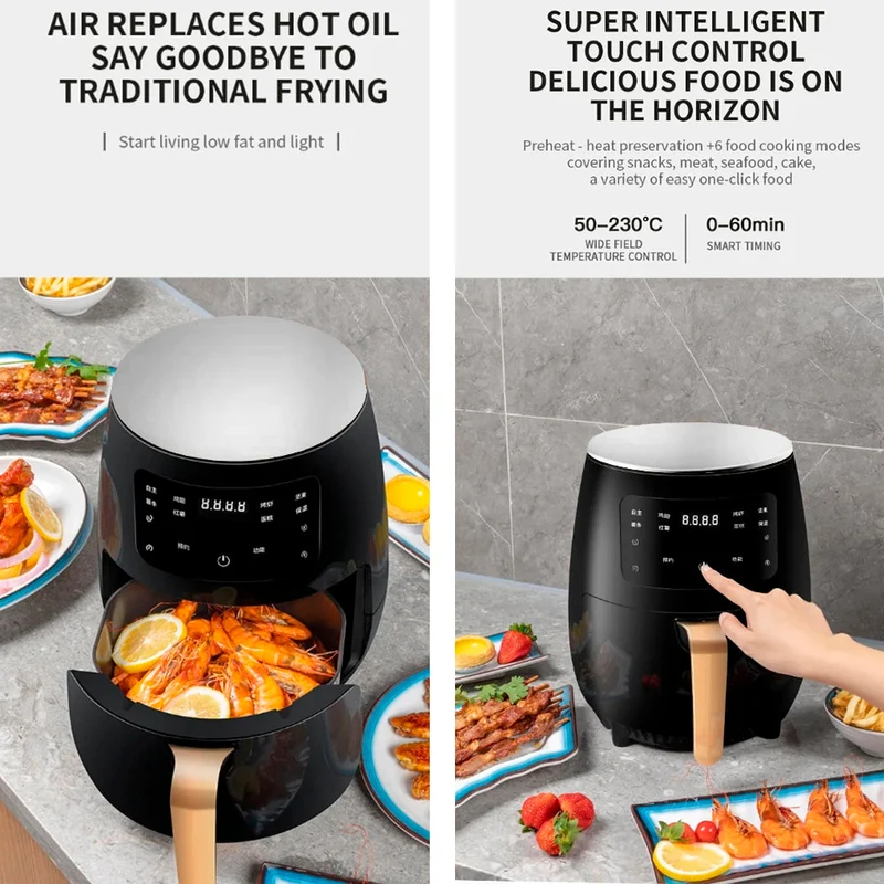 Airfryer 3.5 Liter (lite fett: Grilling, Baking, Steking og Fritering) | Luvikno