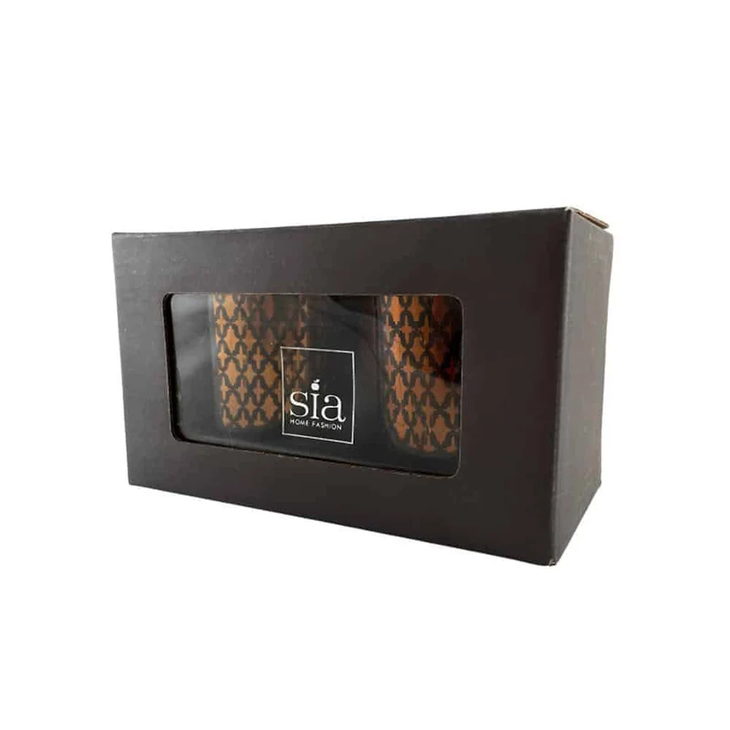 Te lysestake laget av glass (2 stk.) Kobber / svart av SIA Home Fashion | Luvikno