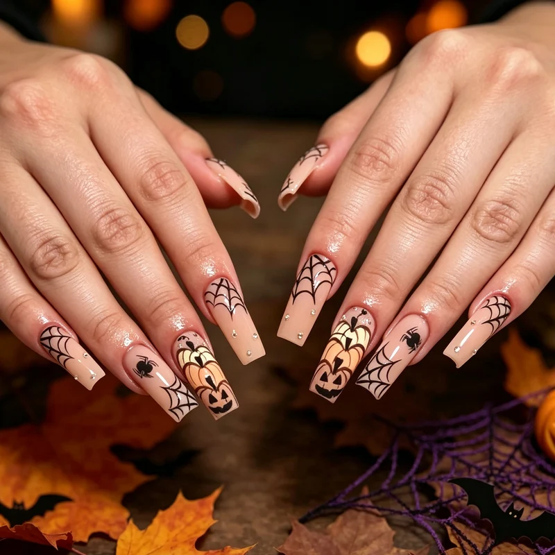 Thematic Halloween Nail Art Enhancements Stornfield
