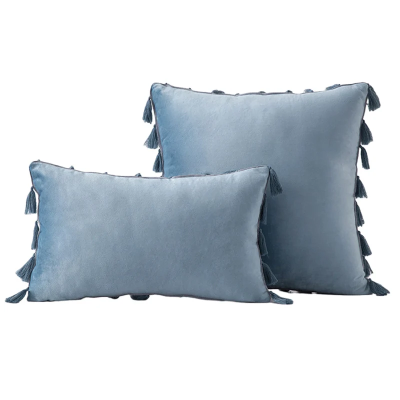 Velvet Quaste-Trim Quadrat und Lenden Dekokissen Set