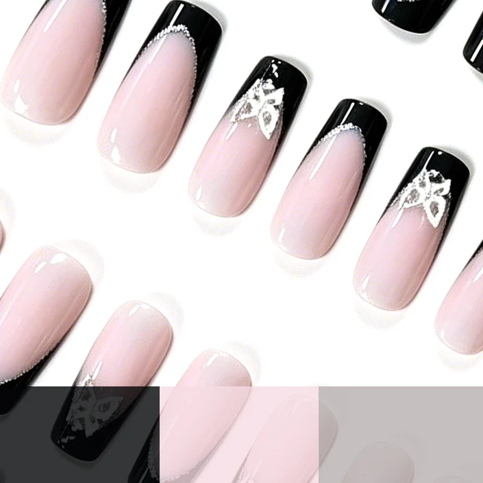 Stylish Glittery French Tip Nail Set Stornfield
