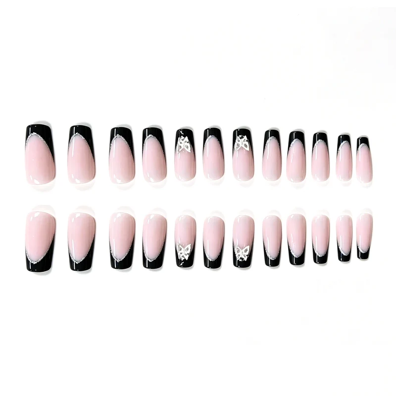 Stylish Glittery French Tip Nail Set Stornfield