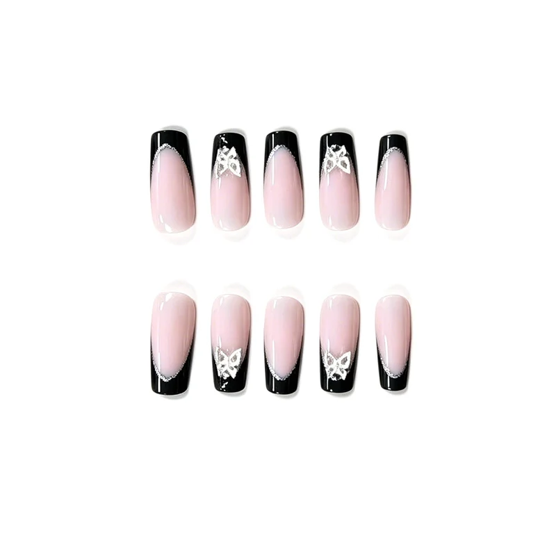 Stylish Glittery French Tip Nail Set Stornfield
