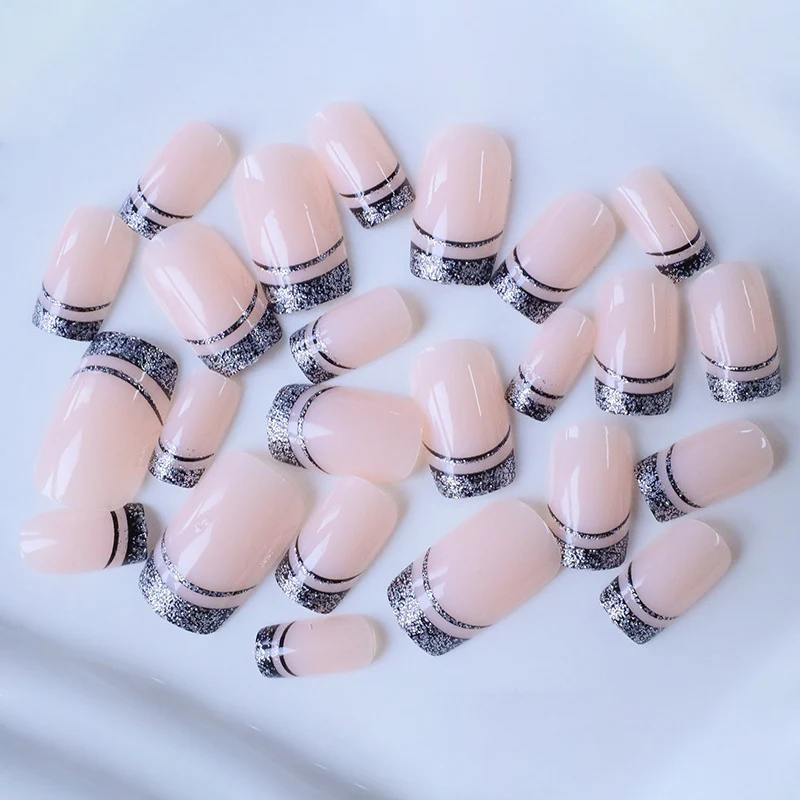 Stylish Glittery French Tip Nail Enhancements Stornfield