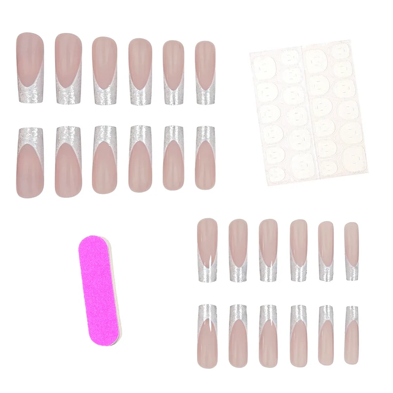 Stylish Glittery French Tip Acrylic Nails Stornfield