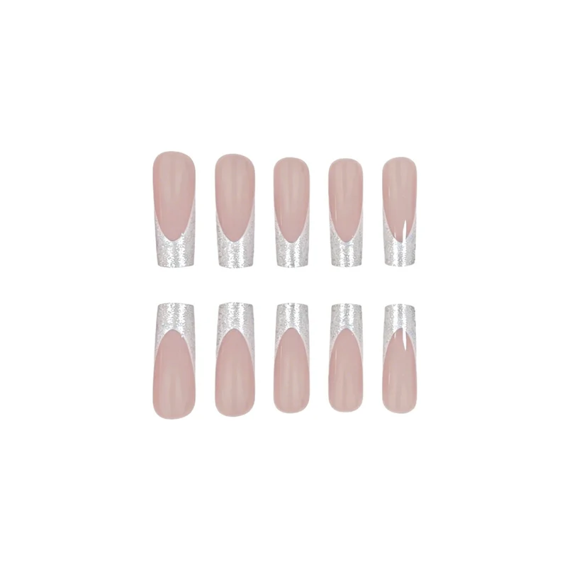 Stylish Glittery French Tip Acrylic Nails Stornfield