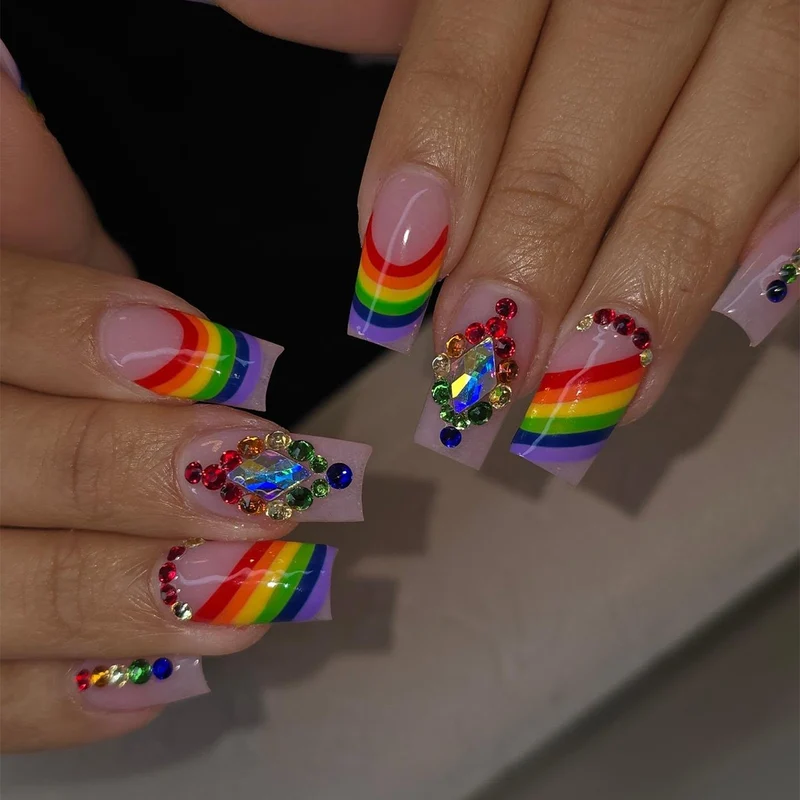 Glamorous Rainbow-Inspired Nail Art Extensions Stornfield