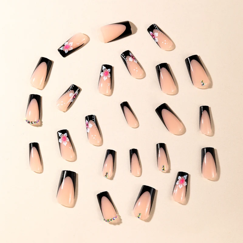 Glamorous Floral Accent Stiletto Nail Art Extensions Stornfield