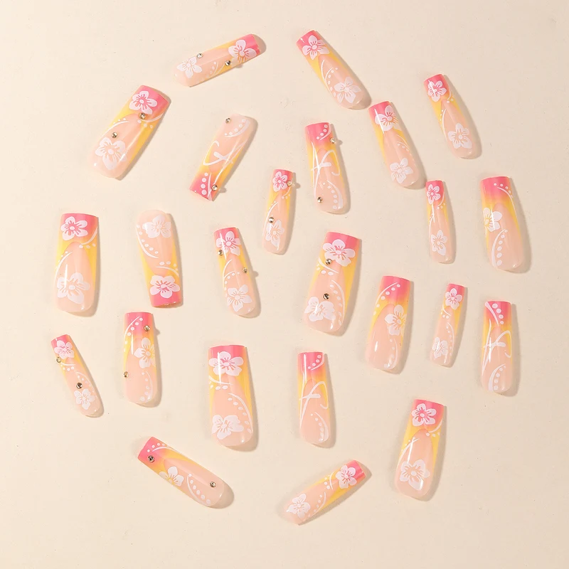 Floral-Themed Acrylic Nail Art Extensions Stornfield