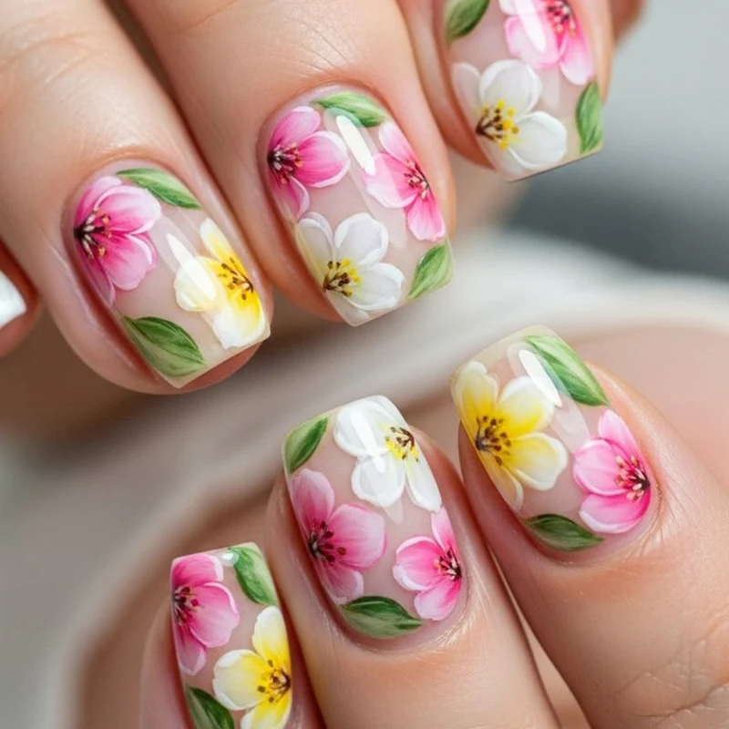 Floral-Themed 3D Nail Art Extensions Stornfield