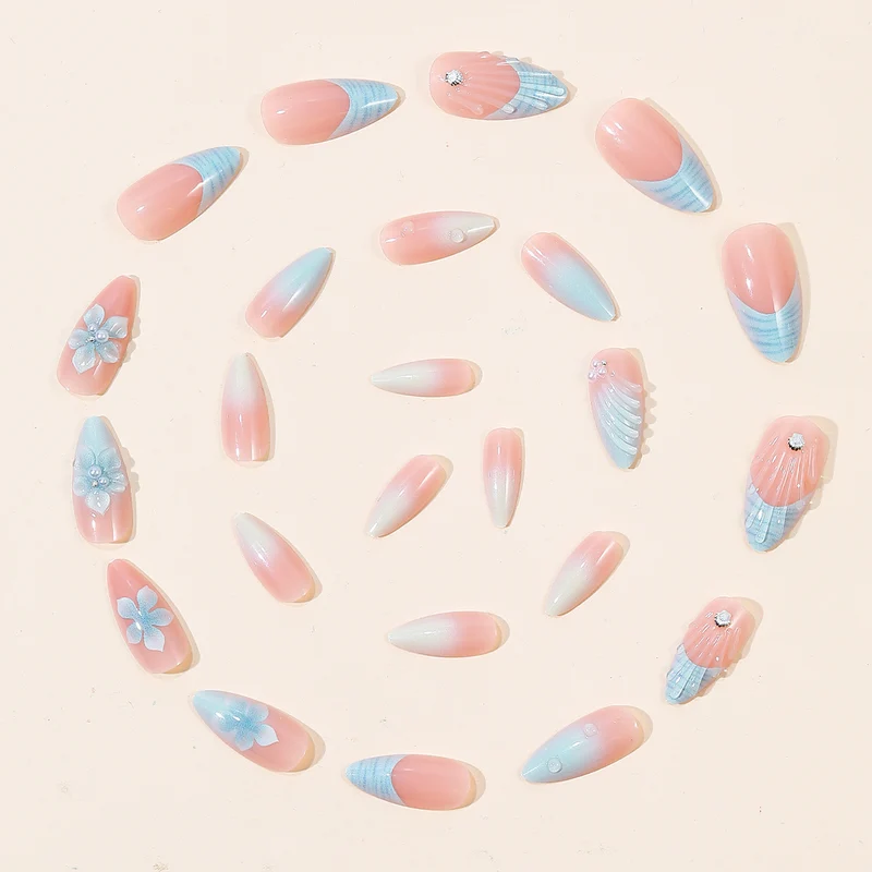 Floral Sculpted Acrylic Nail Art Extensions Stornfield