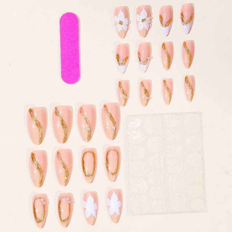 Floral Pearl Accent Nail Art Stornfield