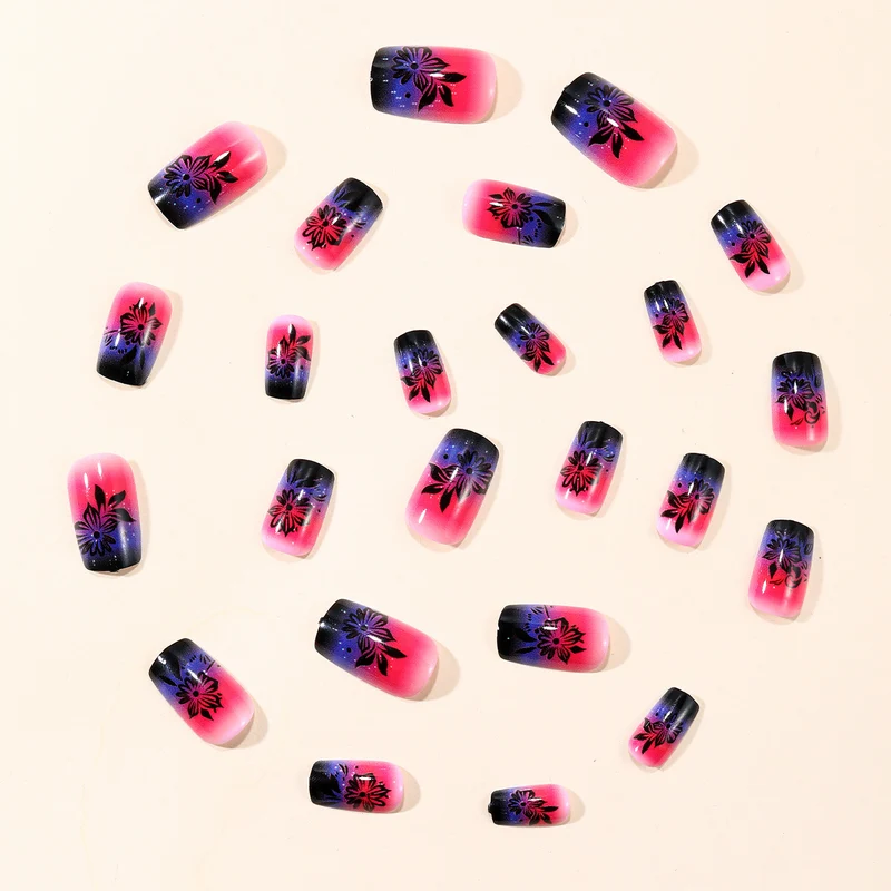 Floral Ombre Acrylic Nail Art Extensions Stornfield