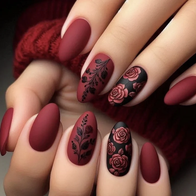 Floral Matte Acrylic Nail Set Stornfield