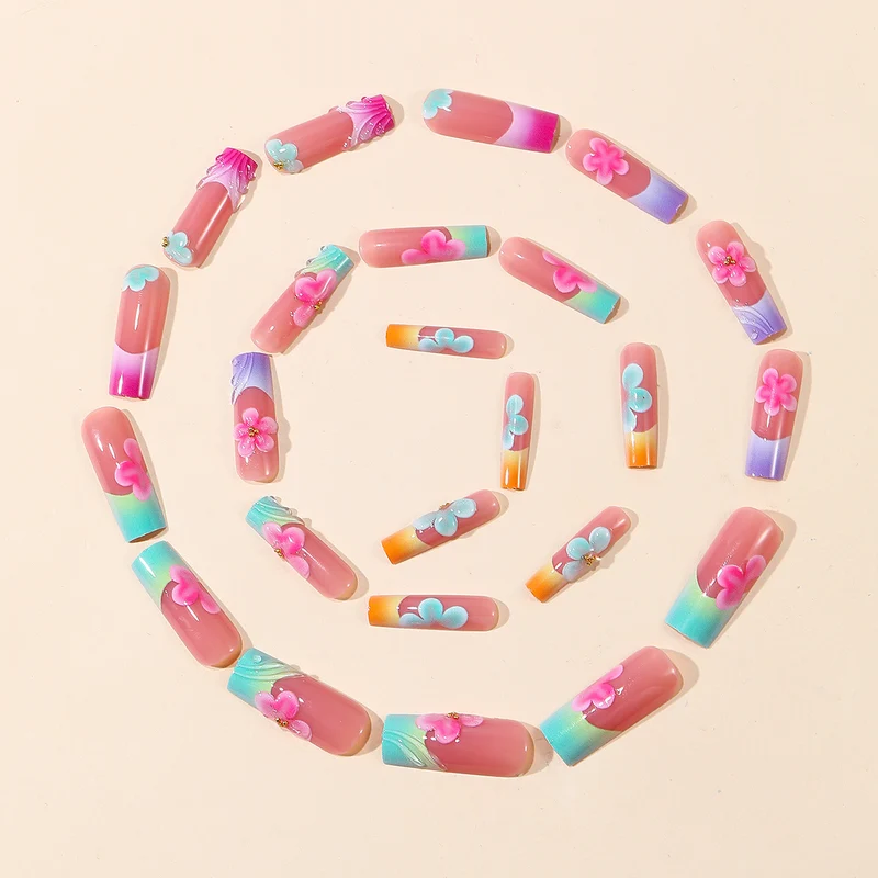 Floral-Inspired Acrylic Nail Art Extensions Stornfield