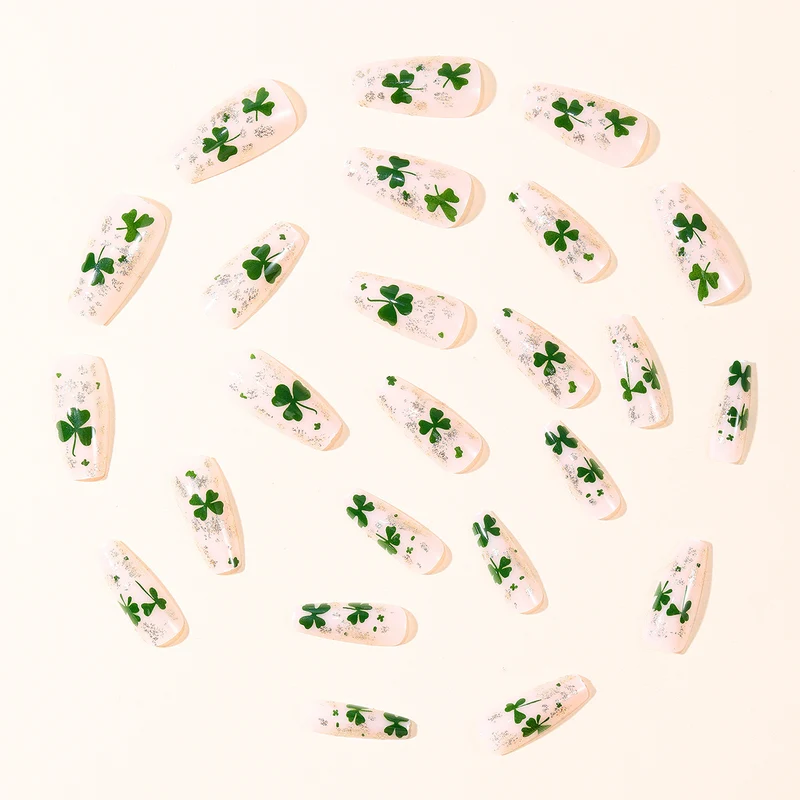 Floral Glitter Gel Nail Extensions Stornfield