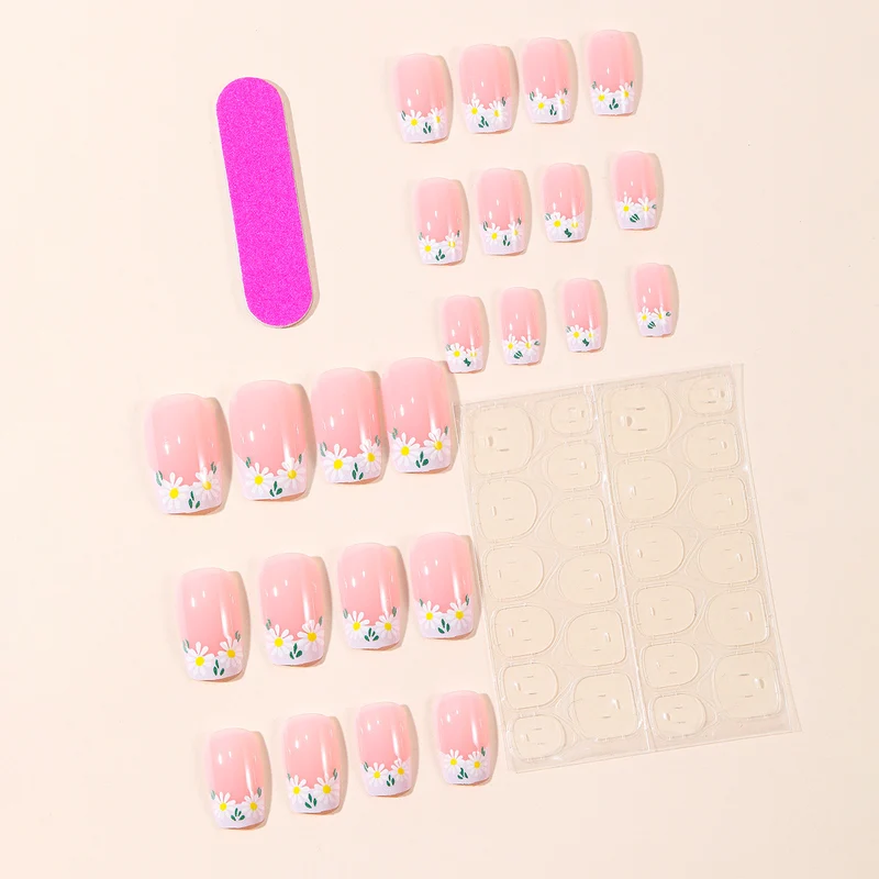 Floral French Tip Nail Art Set Stornfield