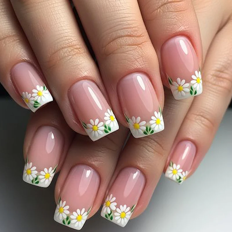 Floral French Tip Nail Art Set Stornfield