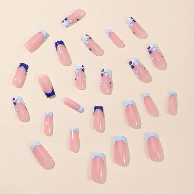Floral French Tip Acrylic Nail Art Extensions Stornfield
