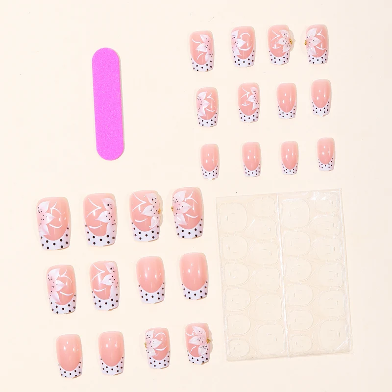 Floral French Tip Acrylic Nail Art Stornfield