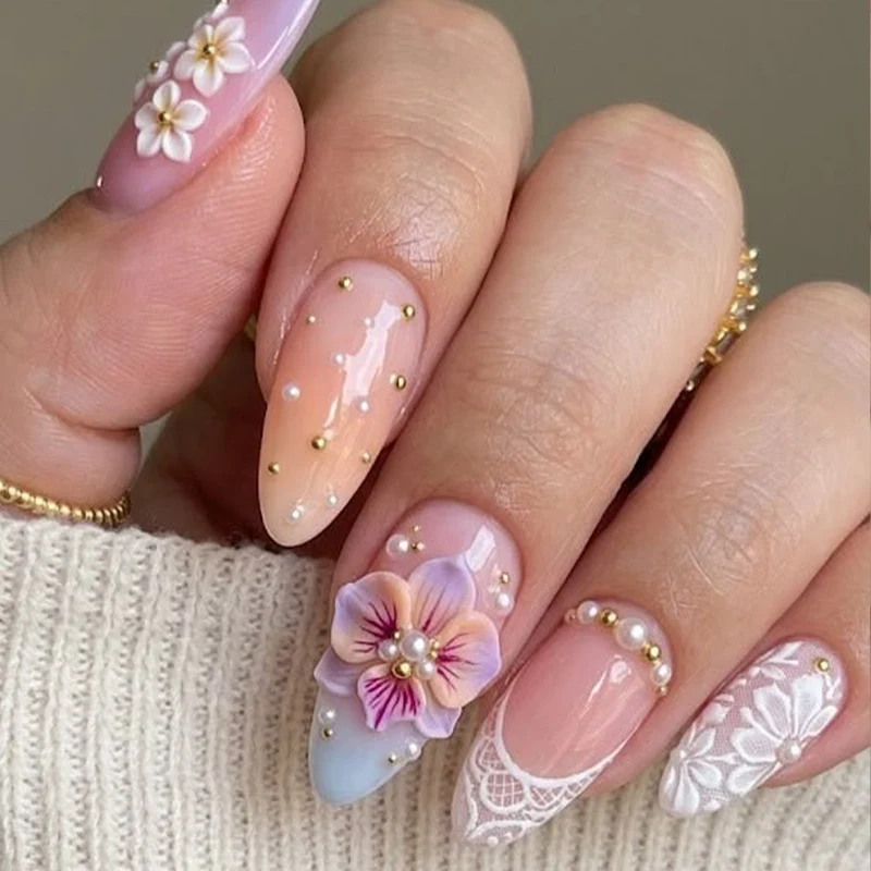 Floral Embellished Nail Art Extensions Stornfield