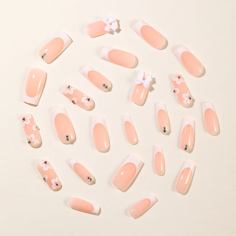 Floral Embellished Acrylic Nail Extensions Stornfield